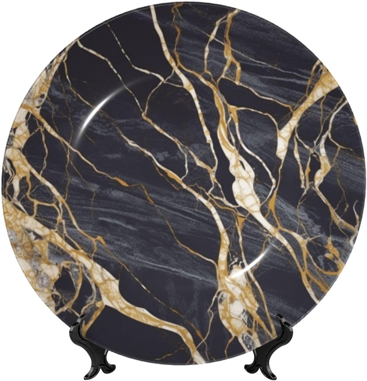 Decorative Plate Art Crafts Bone China Decorative Plate with Display Rack Souvenir Wall Decor Ceramic Ornaments Dinner Plates Ceramic Decoratives Plates for Home Office 10in