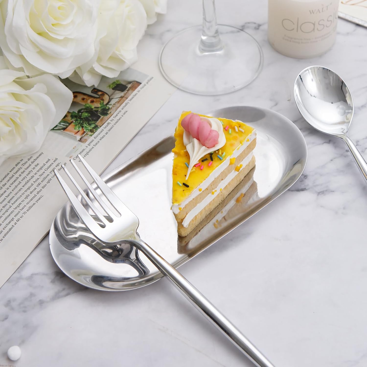 SUT 200Pcs Plastic Silverware,Plastic Spoons and Forks, Disposable Silverware,Silver Plastic Silverware, Disposable Forks and Spoons, Includes 100 forks, 100 spoons for Party, Birthday, Wedding - Image 4