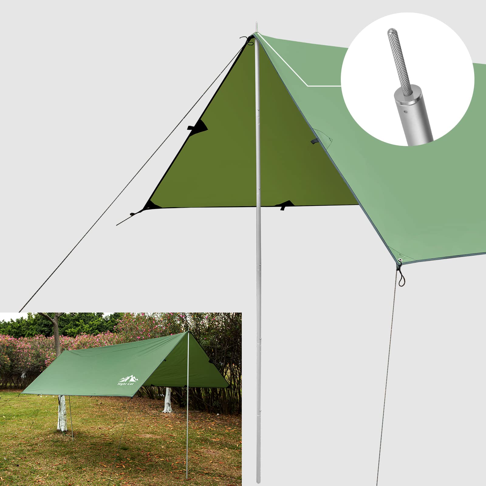Night Cat Postes para Toldos Carpas de Playa Refugio de Playa Lonas Toldos Aluminio Longitud Ajustable Uso Flexible