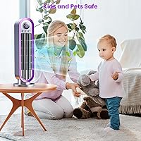 Vista 6 de Misby Desk Fan, 13 Inch Small Bladeless Table Fan for Saving Space, Quiet Office Fan Rechargeable, 3 Speed & 8H Timer, 90° Oscillating Fan for