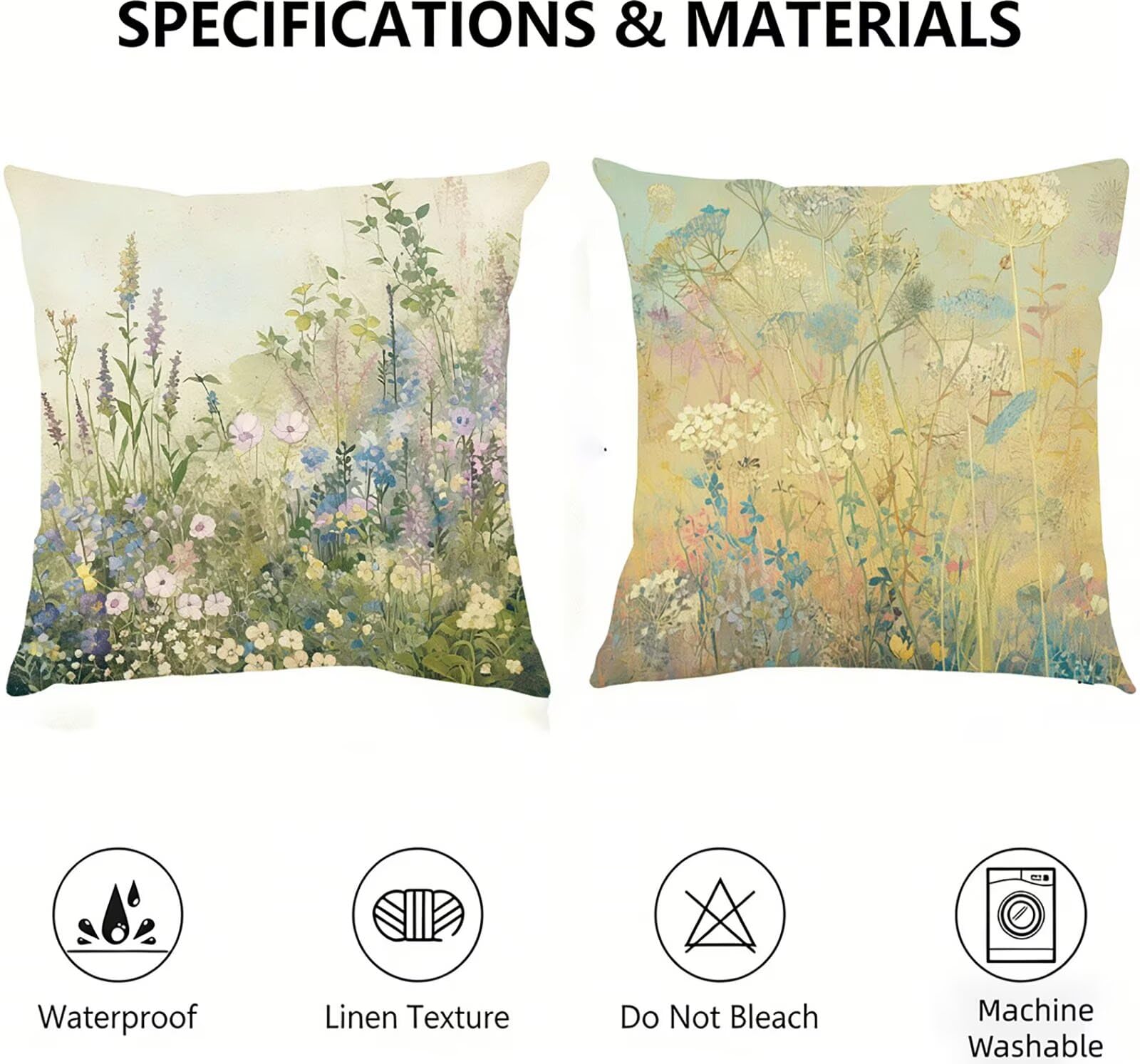 Generisch Outdoor Kissen Wetterfest 60x60cm Botanischer Dekokissen Kissenbezüge Blume Kissenhülle Sommer Sofakissen für Wohnzimmer Schlafzimmer Garten Dekorative 2er Set. Q-2144