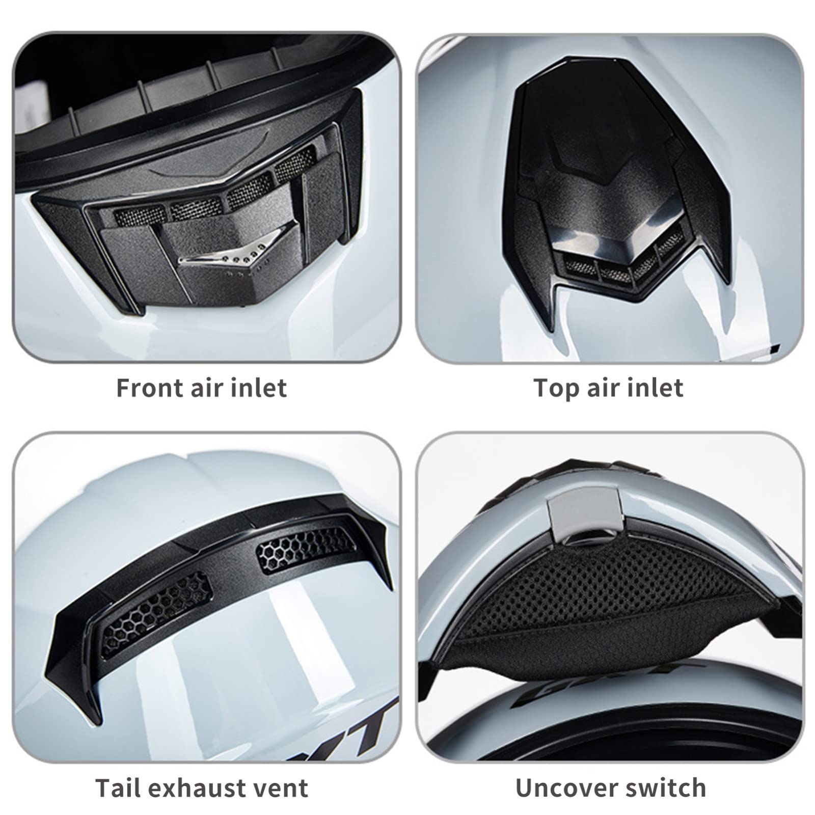 Motorrad Klapphelm, ECE-Geprüfter Modularer Motorrad-Integralhelm, Anti Nebel Motorradhelm Mit Doppeltem Visier Für Erwachsene Männer Frauen, M ~ 4XL Große Größe Helm Bright Black,4XL