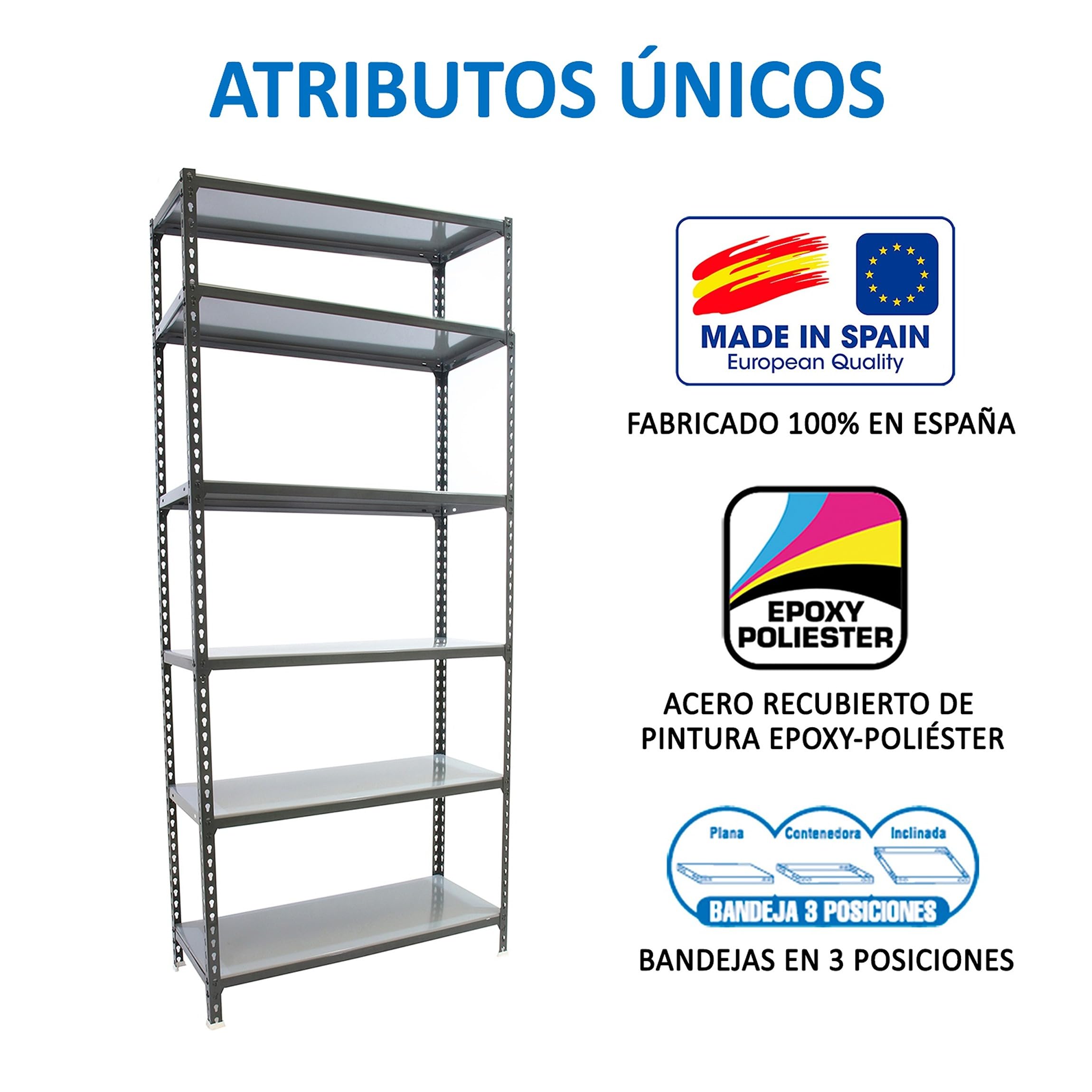 Simon Rack Estanterias Metalicas, 2500x800x500 mm, 6 Baldas de Metal, 180 kg de Punto Flexión, Estanterias Almacenaje, Antracita/Galva - Simonclick