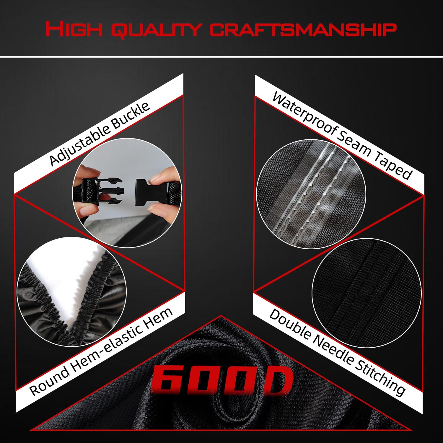 Funda de ajuste universal para cortacésped, cubierta para cortacésped, impermeable al aire libre, poliéster Oxford 600D resistente con cordón y funda de almacenamiento (negro-grande)