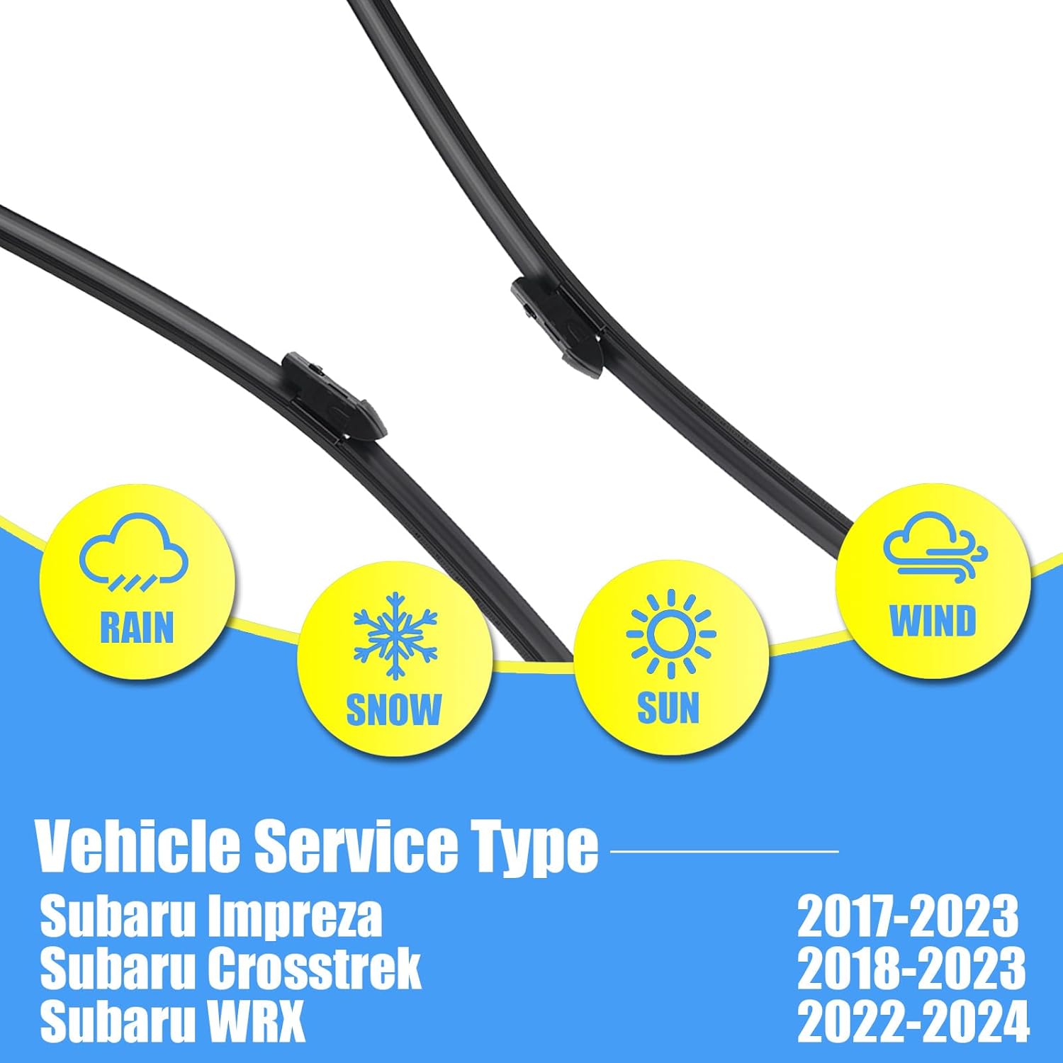 Gavimnal® 26"+16"+12" Silicone Wiper Blades Replacement For Subaru Impreza 2017-2023,Subaru Crosstrek 2018-2023,All-Season Front Rear Windshield Wiper Blades(Set of 3)