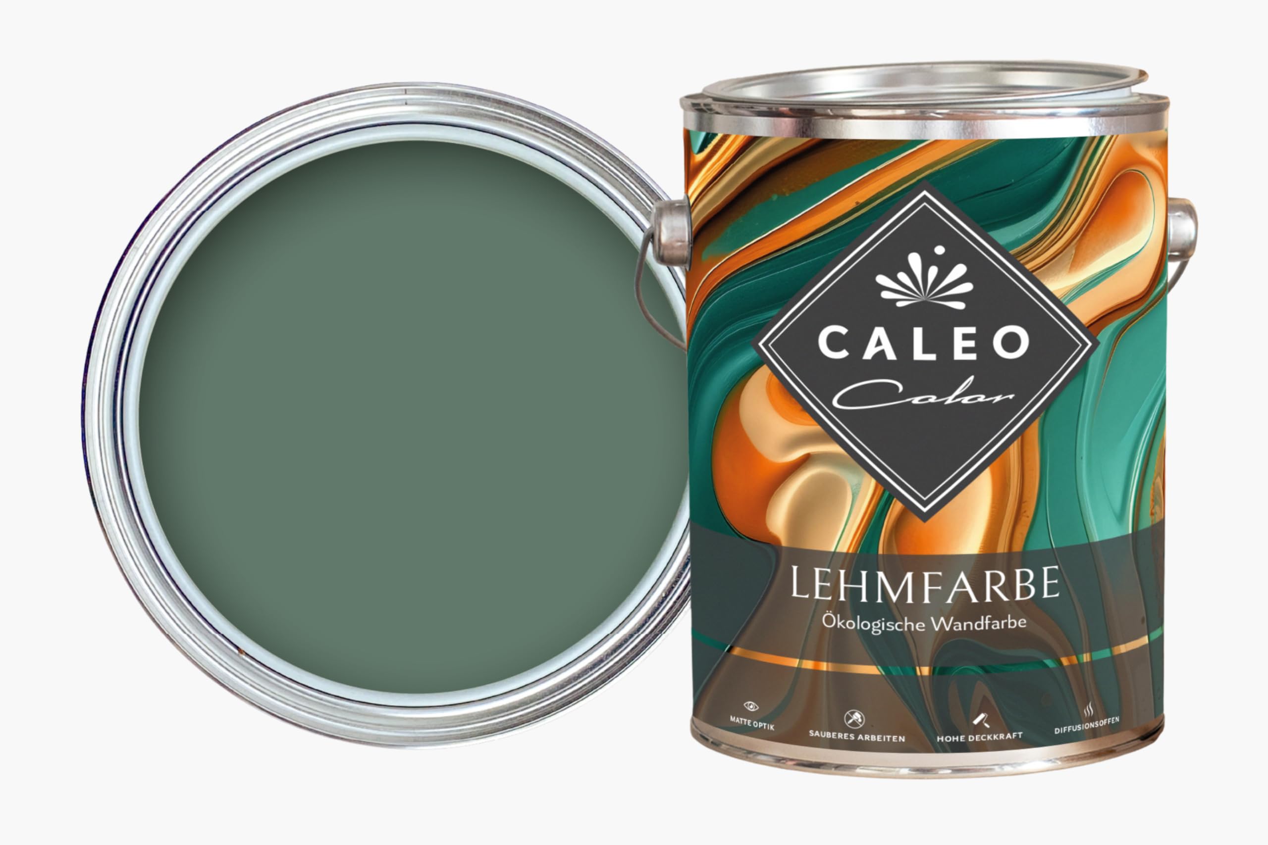 Caleo Color Lehmfarbe FEIGENBLATT 2,25 Liter - ökologische Wandfarbe für Wohnzimmer und Co. - hoch deckend, tropffrei, geruchsneutral