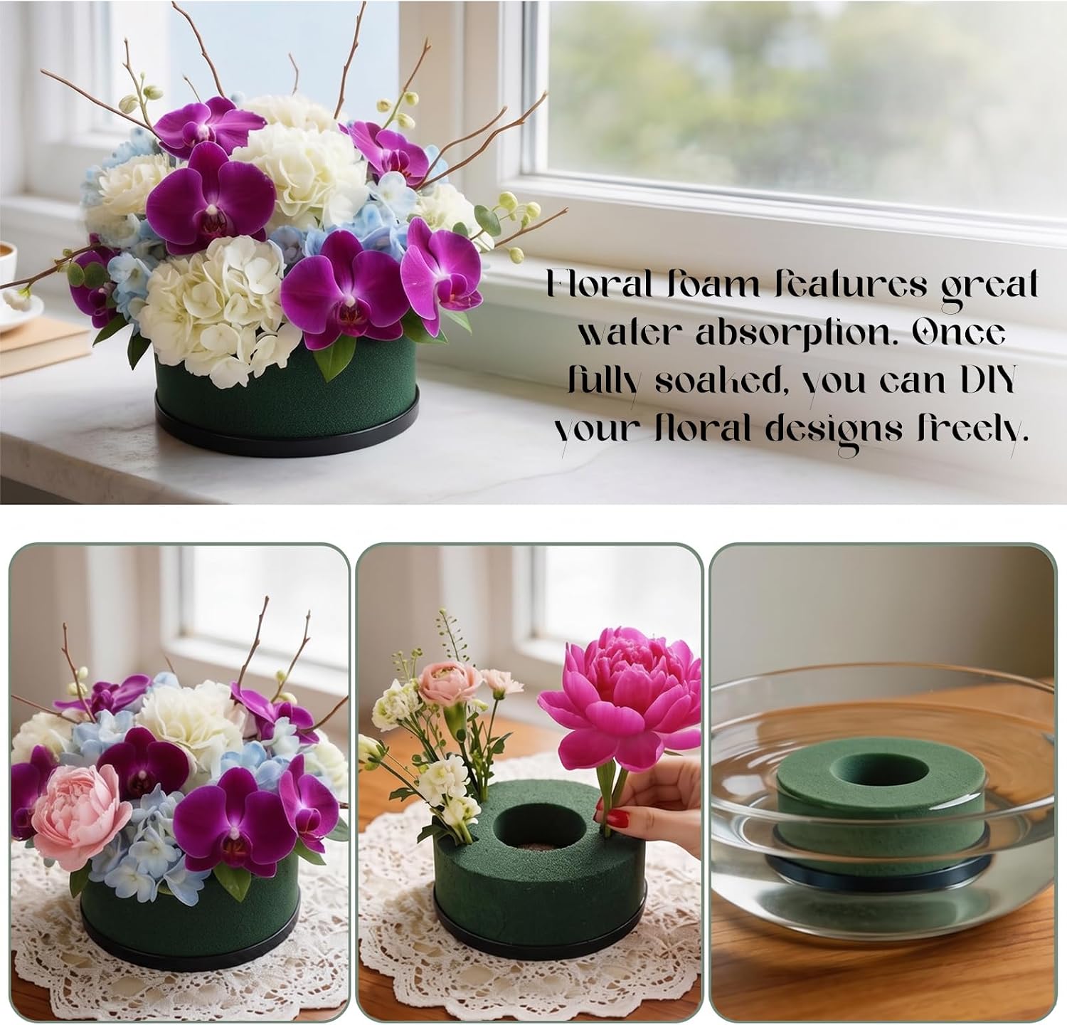 Adboros 20 Pcs Mini Wet Floral Foam Holder for Wine