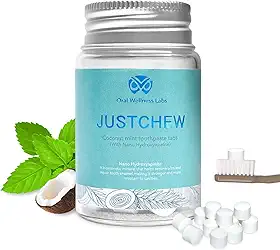Pastilhas de pasta de dente – Nano hidroxiapatita, sem flúor e plástico, ecológico e adequado para viagens, creme dental clareador natural – Remineralize com NHA (1 frasco/1 mês