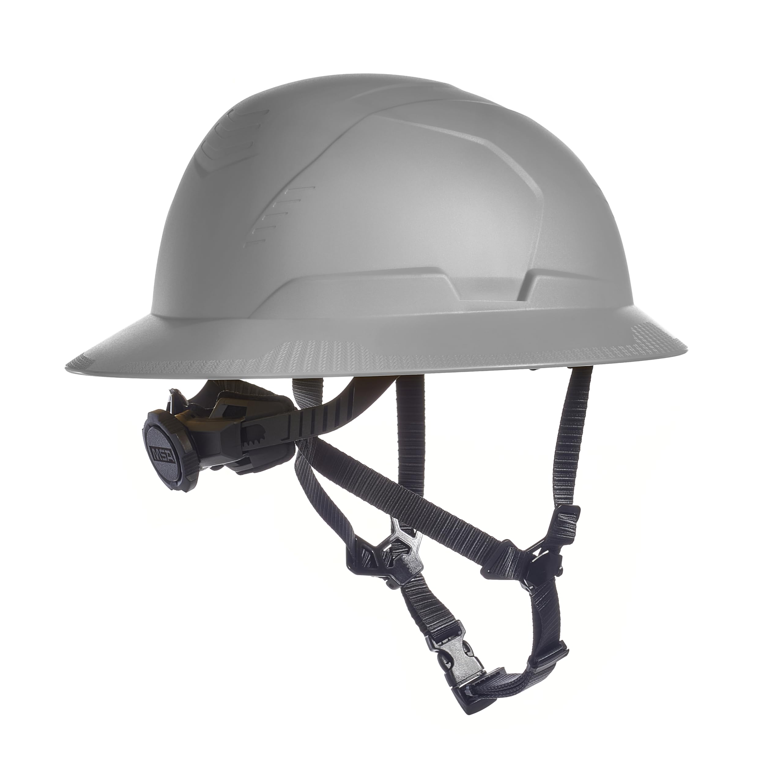 MSA 10250597 V-Gard H2 Schutzhelm mit Vollrand Typ 2 – Komfortable Ratschenfederung und integrierter Kinnriemen, unbelüftet, Standardgröße, mittelgroß, grau