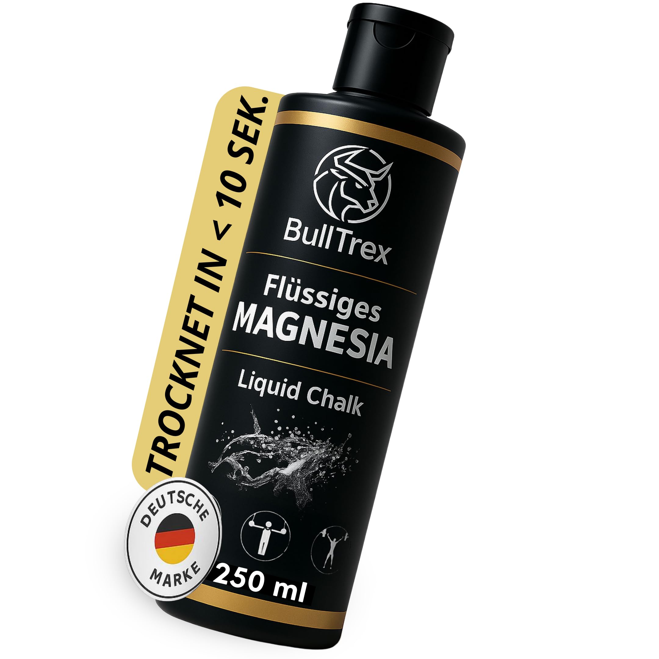 Liquid Chalk 250ml - Extra Starke Flüssigkreide für maximalen Grip beim Bouldern, Klettern, Krafttraining, Calisthenics & Pole Dance, Schnell Trocknend, Staubfrei & Langanhaltend