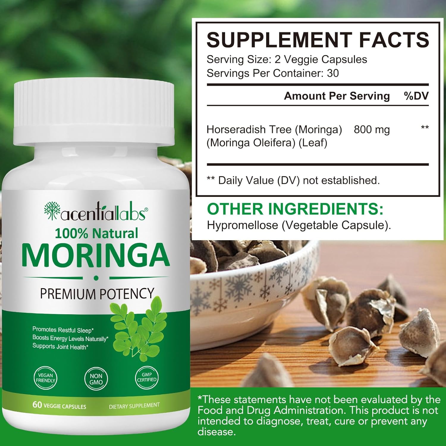 Moringa Capsules - Moringa Powder Organic, Natural Superfood Supplement for Energy, Skin, Immune & Gut Health | Rich in Antioxidants, Vitamins & Amino Acids, Vegan Pure Capsules - 60 Count - Image 7