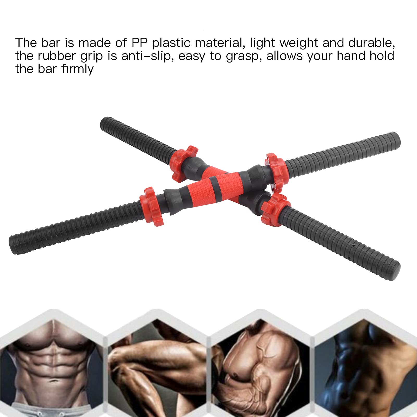 Maniglie per manubri da 2 pezzi, manubri in plastica da 50 cm/19,7 pollici con 4 dadi, manici per bilancieri leggeri, attrezzature per il fitness, accessori per sollevamento pesi,