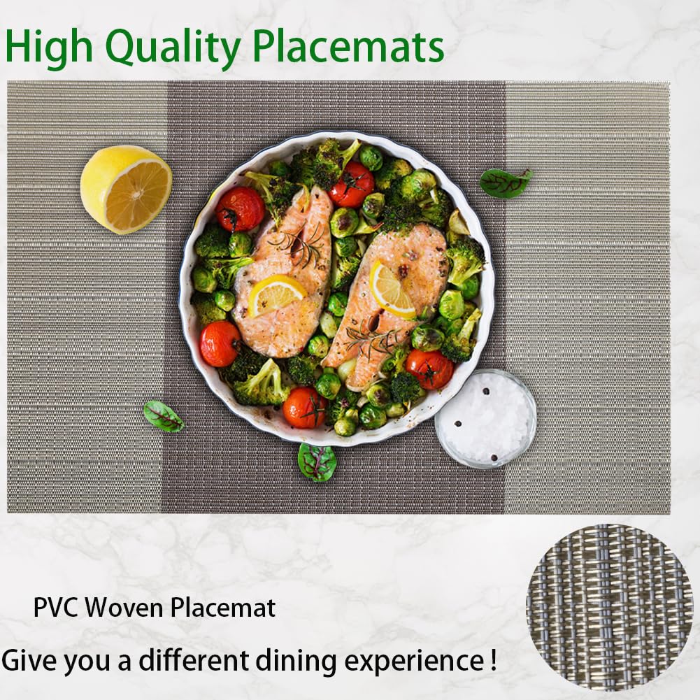 Blibalaskr Place Mats,Table Mats set of 8,Washable Non-Slip Placemats,Heat-resistant PVC Placemat,Suitable for kitchen,dining room,indoor outdoor (Coffee Brown) - Image 3