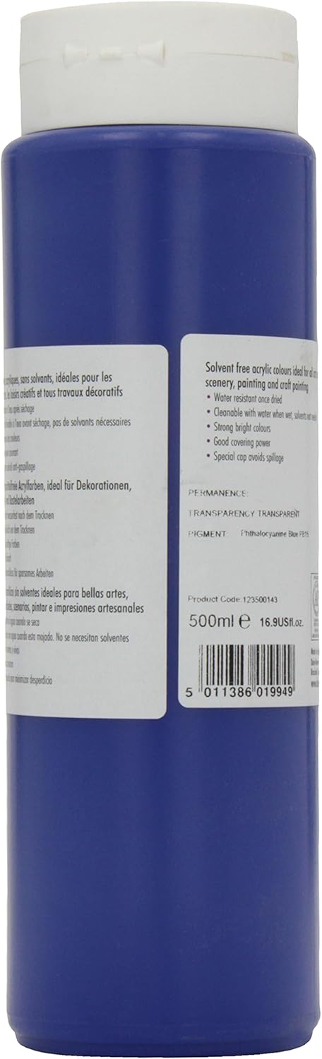 Daler Rowney Graduate Acrylic Paint, Plastic Bottle, 16.91oz - 500 ml, Phthalo Blue