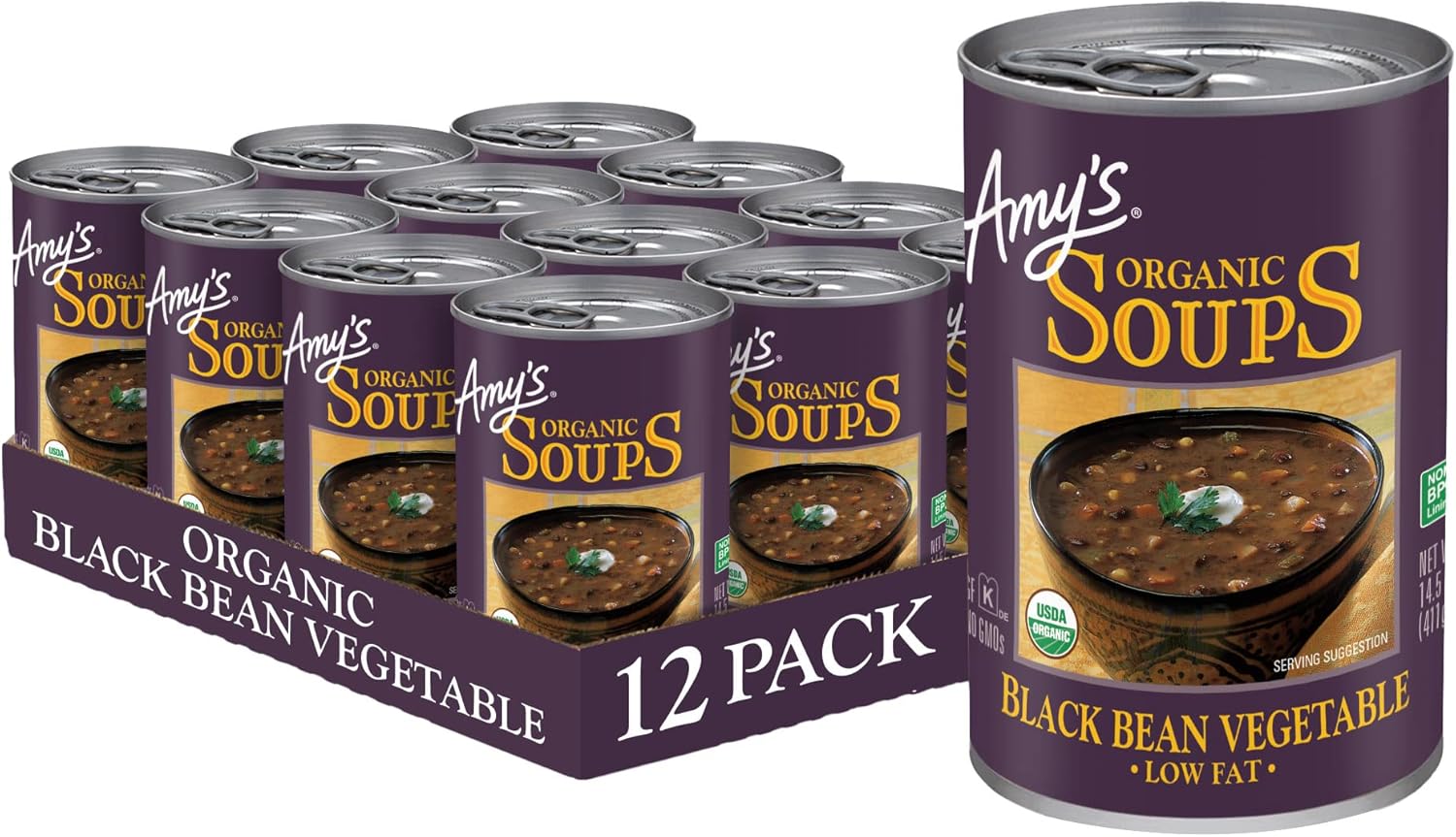 Amy's Organic Black Bean Vegetable Soup, 428 ml Cans (Pack of 12