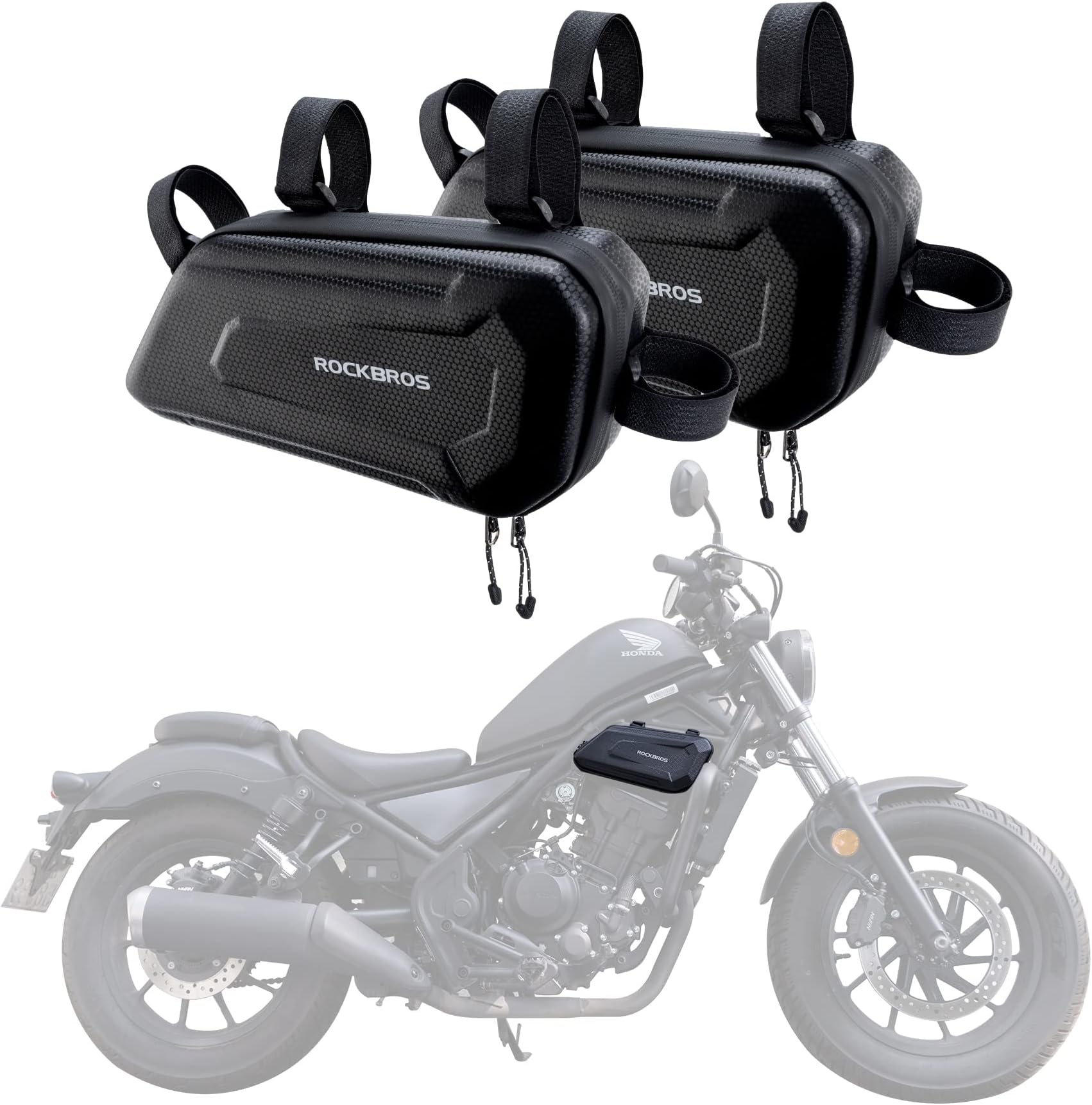 ROCKBROS Motorcycle Bag Frame Bag Motorcycle Water-Repellent Tool Bag 1.5L Black, Compatible with Most Motorcycles