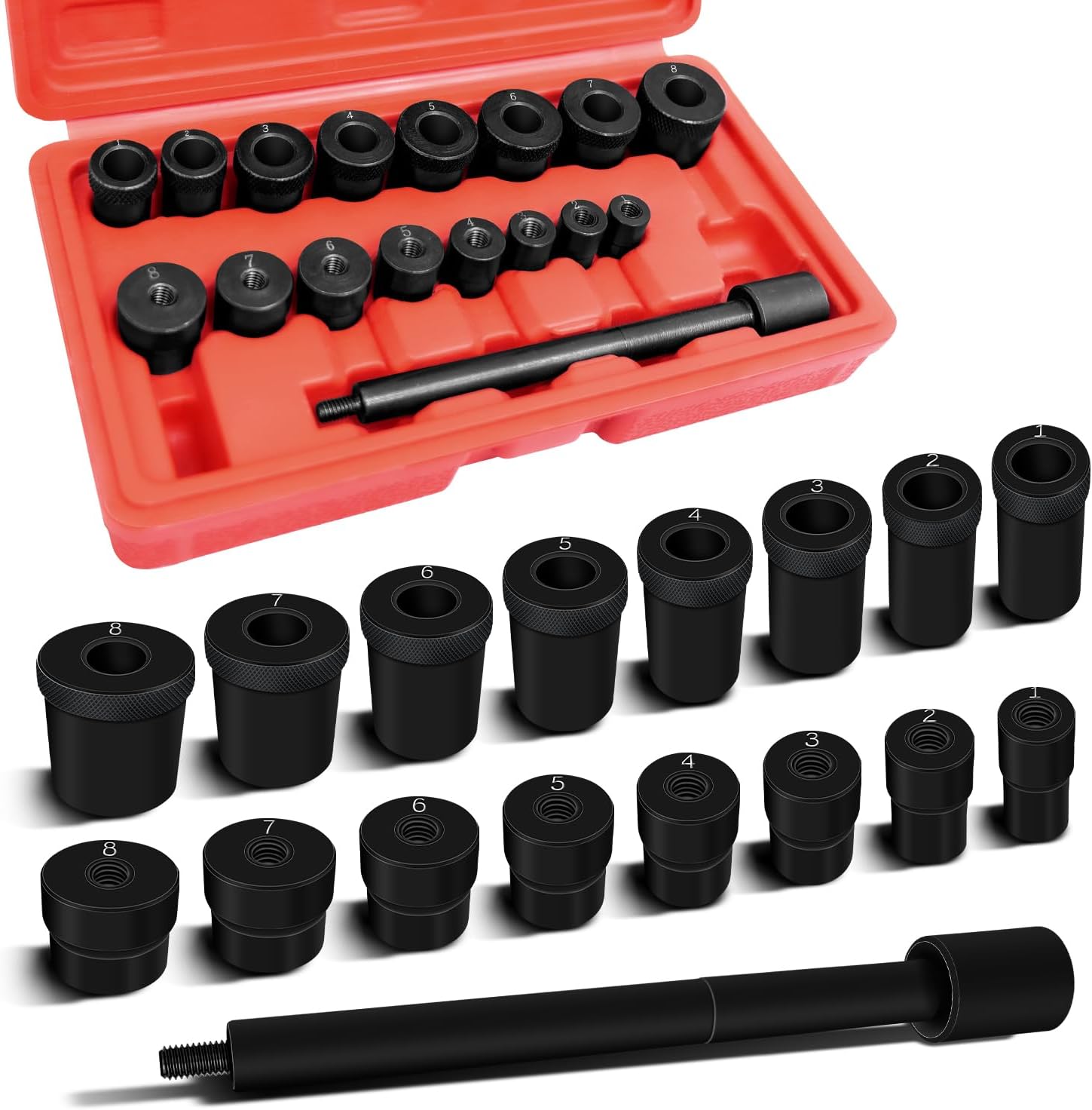 17PCS Universal Clutch Aligning Kit, Flywheel Pilot Hole Clutch Drive Plate Alignment Tool for Centered Accurate Installation, Pilot Bearing Corrector Set Transmission Repair Accessory
