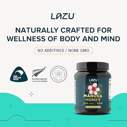 Miniatura 6 de Lazu "Raw" Mono Floral Manuka Miel 200+ MGO 8.82oz, 100% Nueva Zelanda