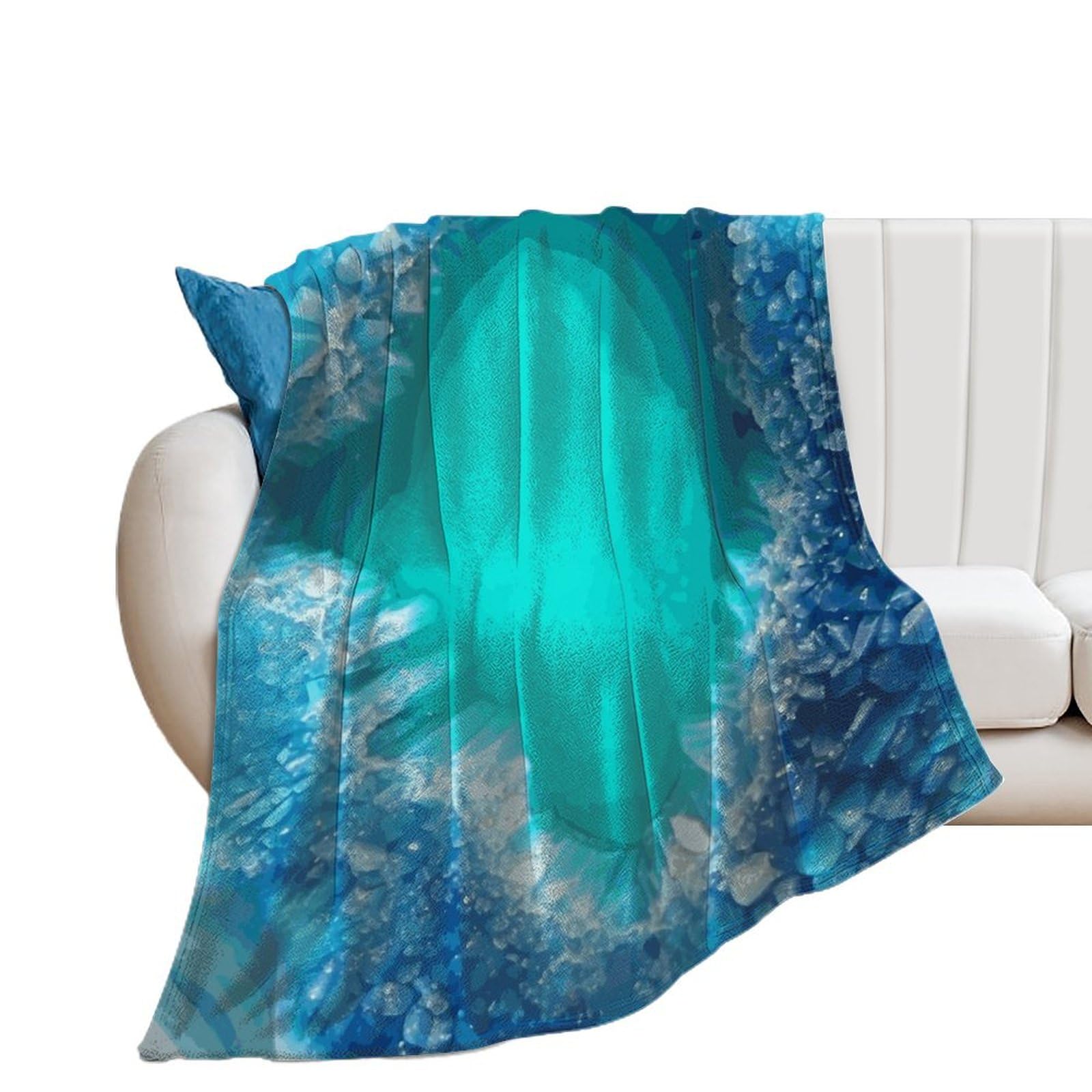 Couverture douillette contre le froid - Jeté de lit bleu turquoise