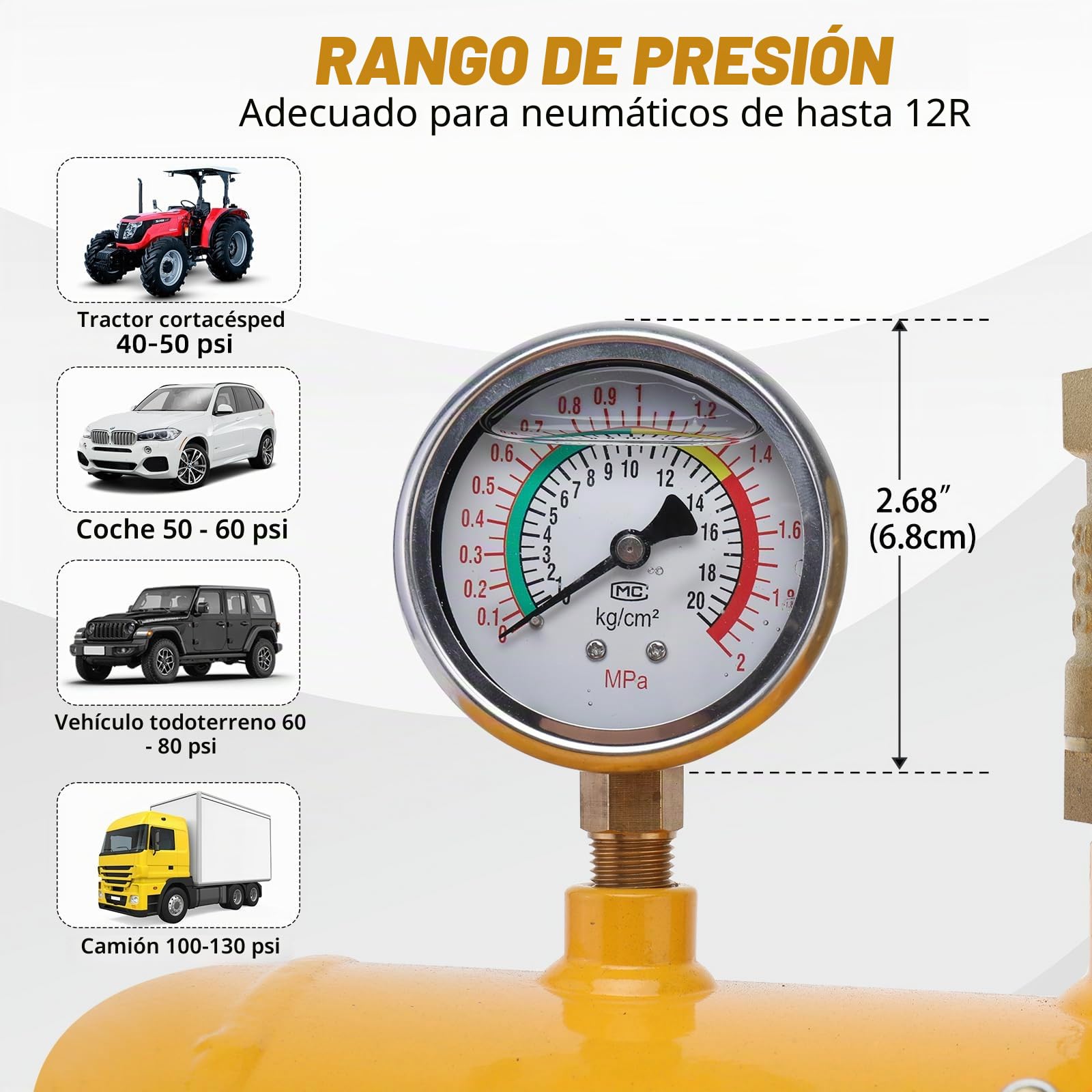 FreeTec 20L neumático inflador de neumáticos Refuerzo de Choque Relleno de Aire Refuerzo de cañón de Aire Ayuda de llenado