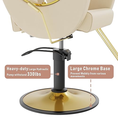 Miniatura 33 de Silla de peluquero para estilista, silla de salón hidráulica reclinable de altura ajustable, rotación de 360 grados, silla de champú multifunción
