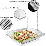 8” Panier à griller, HaSteeL petit BBQ Ensemble de paniers de gril 2 pour les légumes, Kabobs, Shrimps, Accessoires de grillage en acier inoxydable lourd pour tous les grils, Lave-vaisselle sans danger