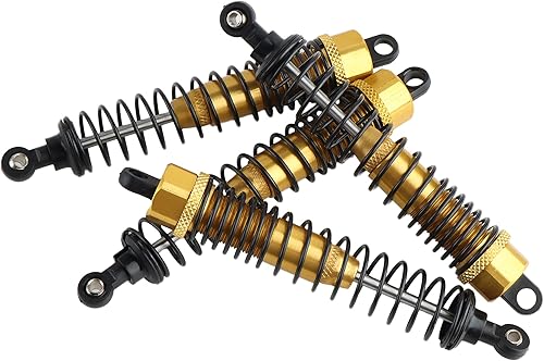 Miniatura 53 de 4 amortiguadores delanteros y traseros, suspensión ajustable de 3.858 in de aluminio para autos RC 1/10 HSP 94166 94106 94107 94155 94170 Buggy Rojo