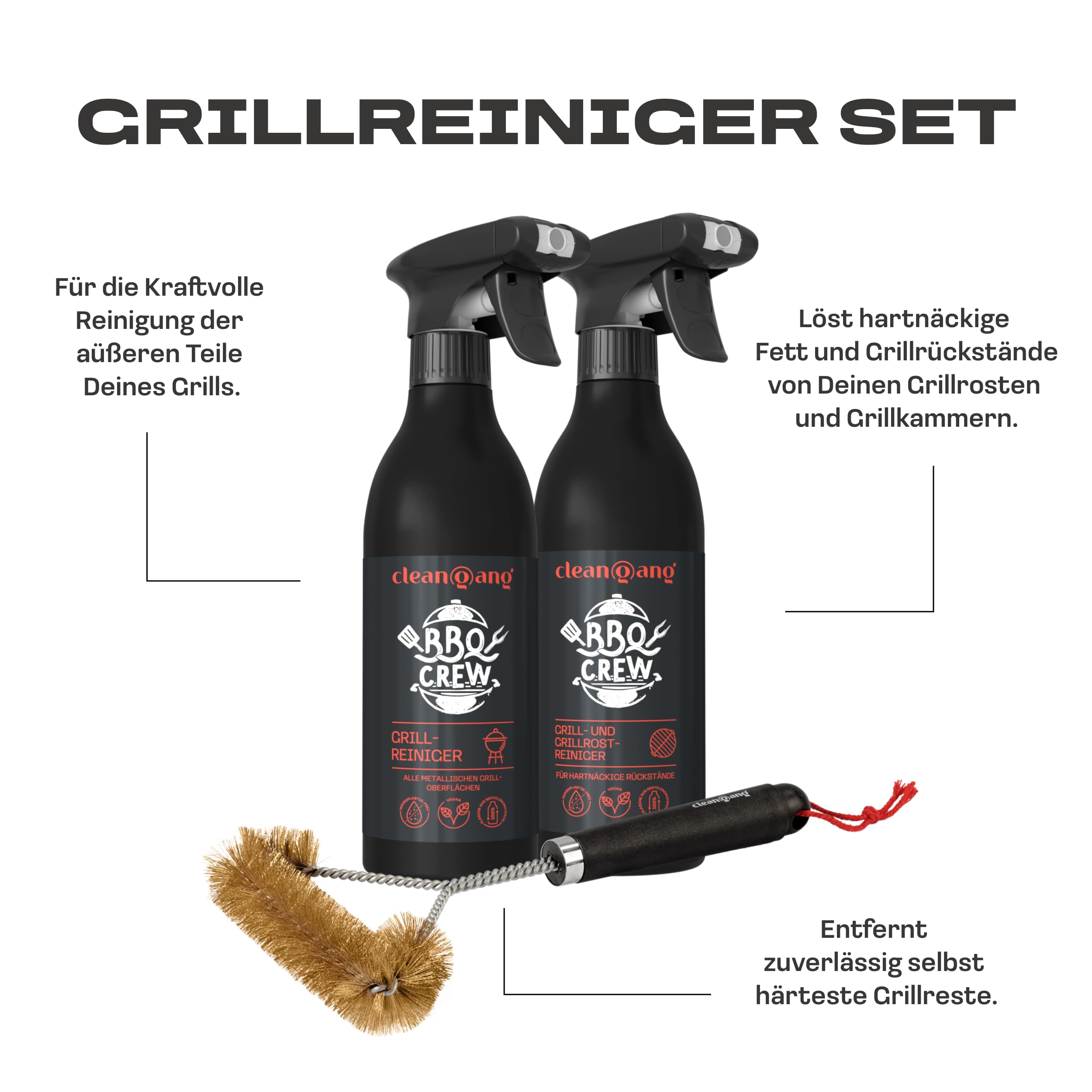 Grill-Reinigungsset – 2-teilig, Edelstahl-Borsten & Integrierter Schaber, 30,5 Cm & 20,3 Cm – Für Gas-, Holzkohle- & Smoker-Grills