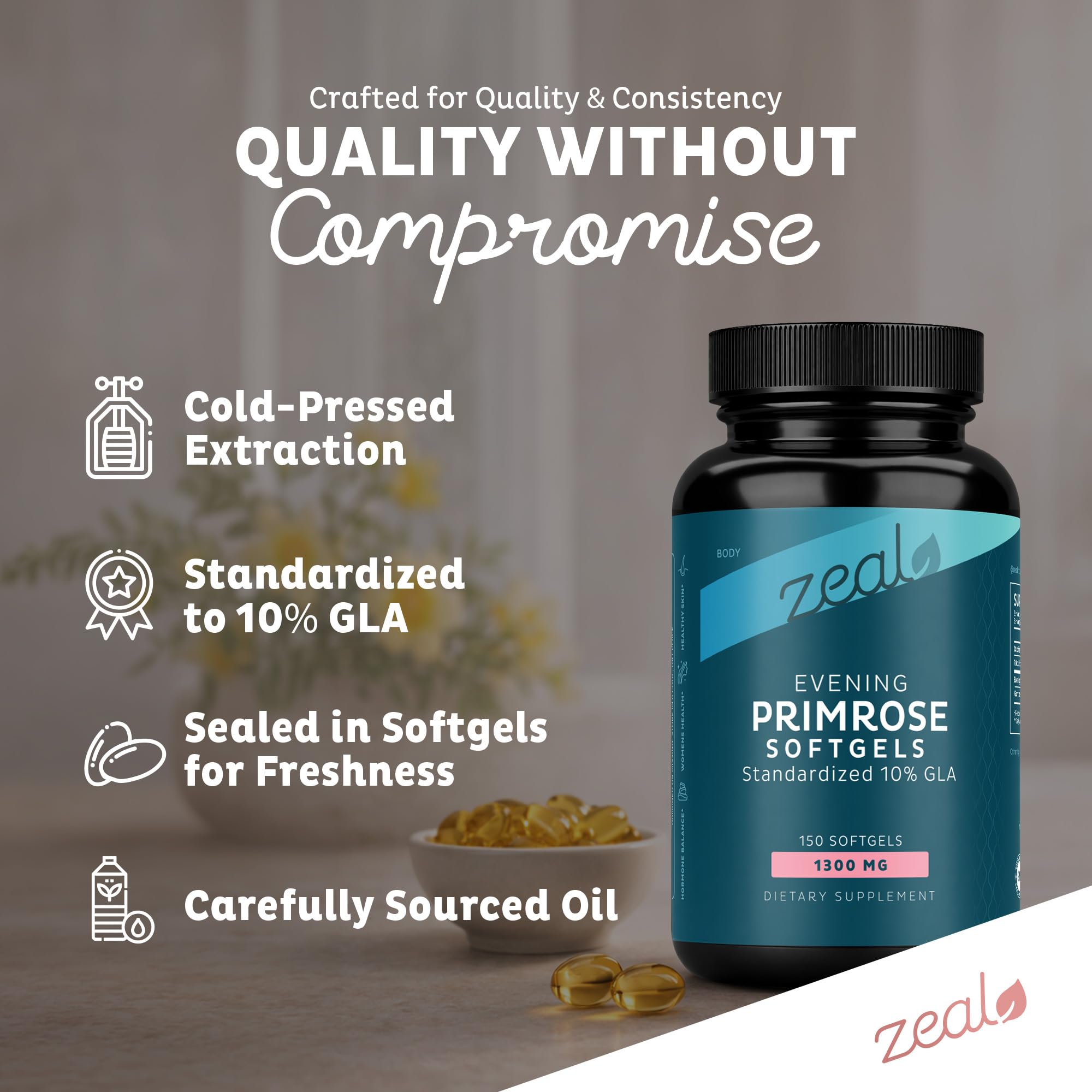 Zeal Evening Primrose Oil Softgels 1300mg for Women - GLA Supplement (Gamma Linolenic Acid 130mg) - Hormone Support, Skin & Hair Health - 150 Softgels — Amazon image 4