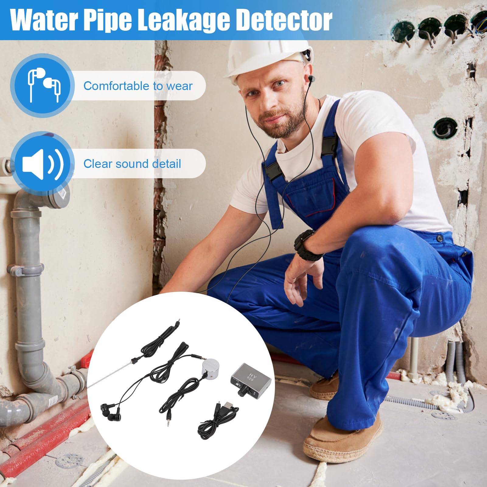 Detector De Fugas De Agua, Detector De Fugas De Tuberías De Agua, Detector De Fugas De Tuberías De Agua Hy 929 Dispositivo De Detección De Fugas De Ingeniería De Plomería, Herramienta De Detección De