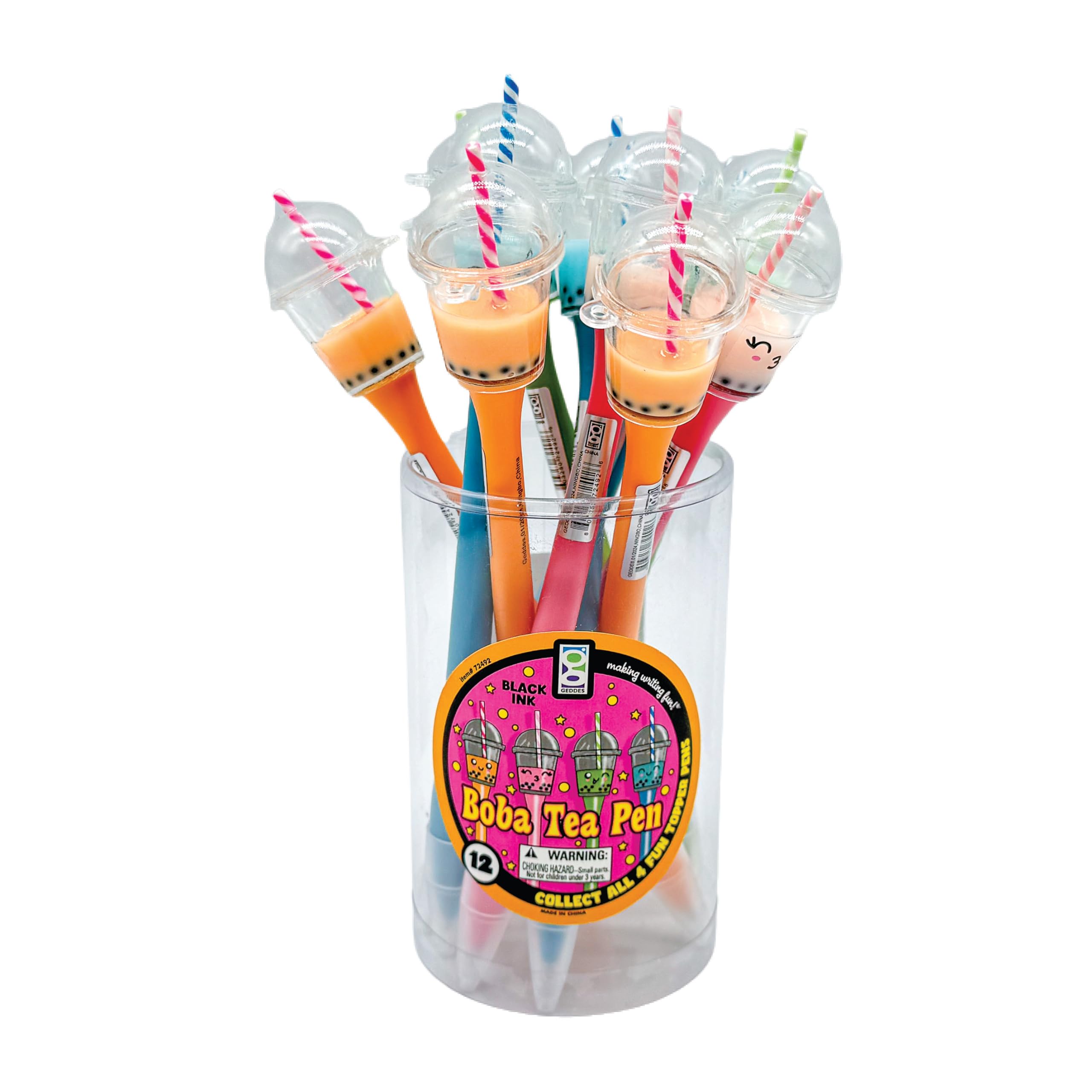 Raymond Geddes Boba Tea Pens for Kids Pack of 12 - Adorable Boba Pen Characters with Black Ink — view 2