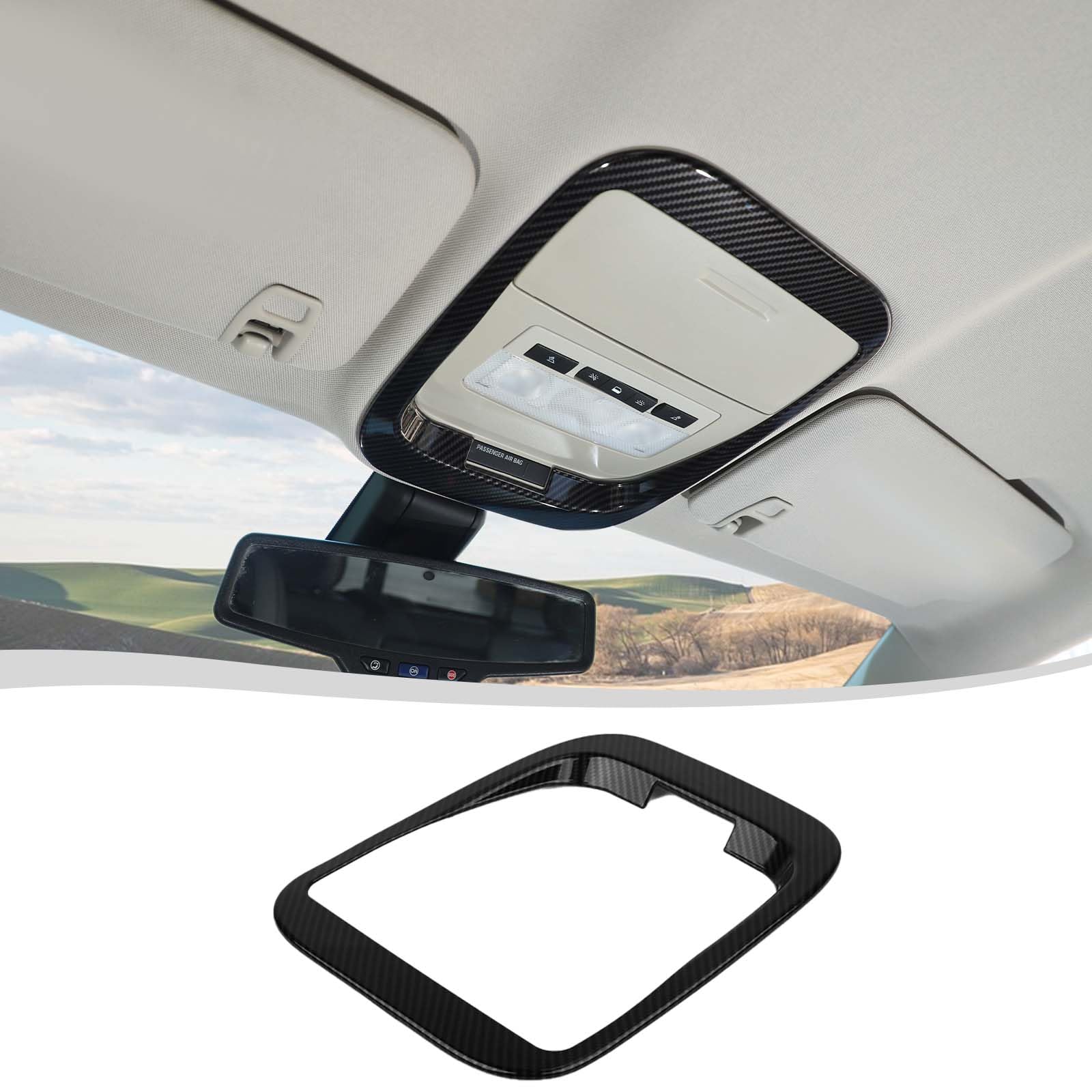 Voodonala for Chevy Colorado 2015-2022 Center Top Reading Lamp Panel Cover Compatible with Chevrolet Colorado 2015-2022 (1Pc,Carbon Fiber Black)