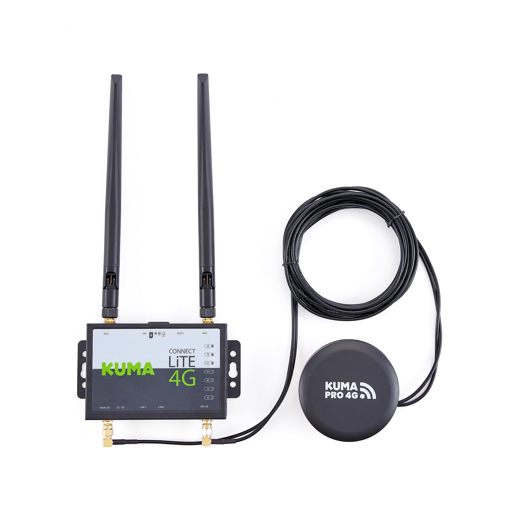 Kuma 4G Routeur Connect Pro Débloqué avec Carte SIM – WiFi Portable 150 Mbps avec Antenne Externe Haut Gain – Routeur 4G Kuma LTE Internet Mobile pour Caravane, Camping-Car, Bateau, Maison