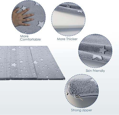 Miniatura 9 de MeMoreCool Tapete de juego de espuma brillante para bebé, alfombra de bebé para área de juegos, tapete de juego plegable para niños, tapete