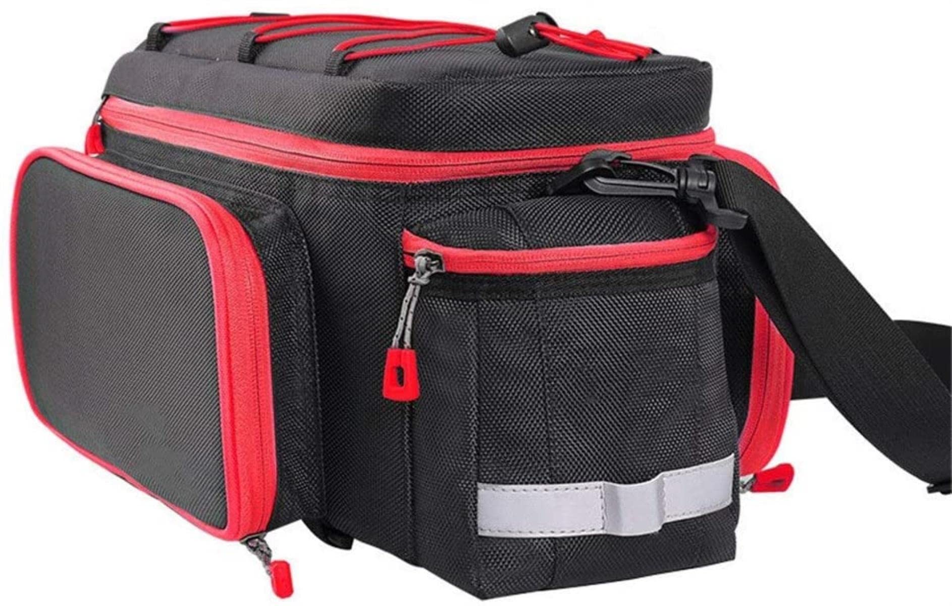 Bolsa de Equipaje de Ciclismo Bicicleta Asiento Trasero Bolso de Carga Paquete Trasera Tronco Bicicleta Almacenamiento Trasero(Rosso)