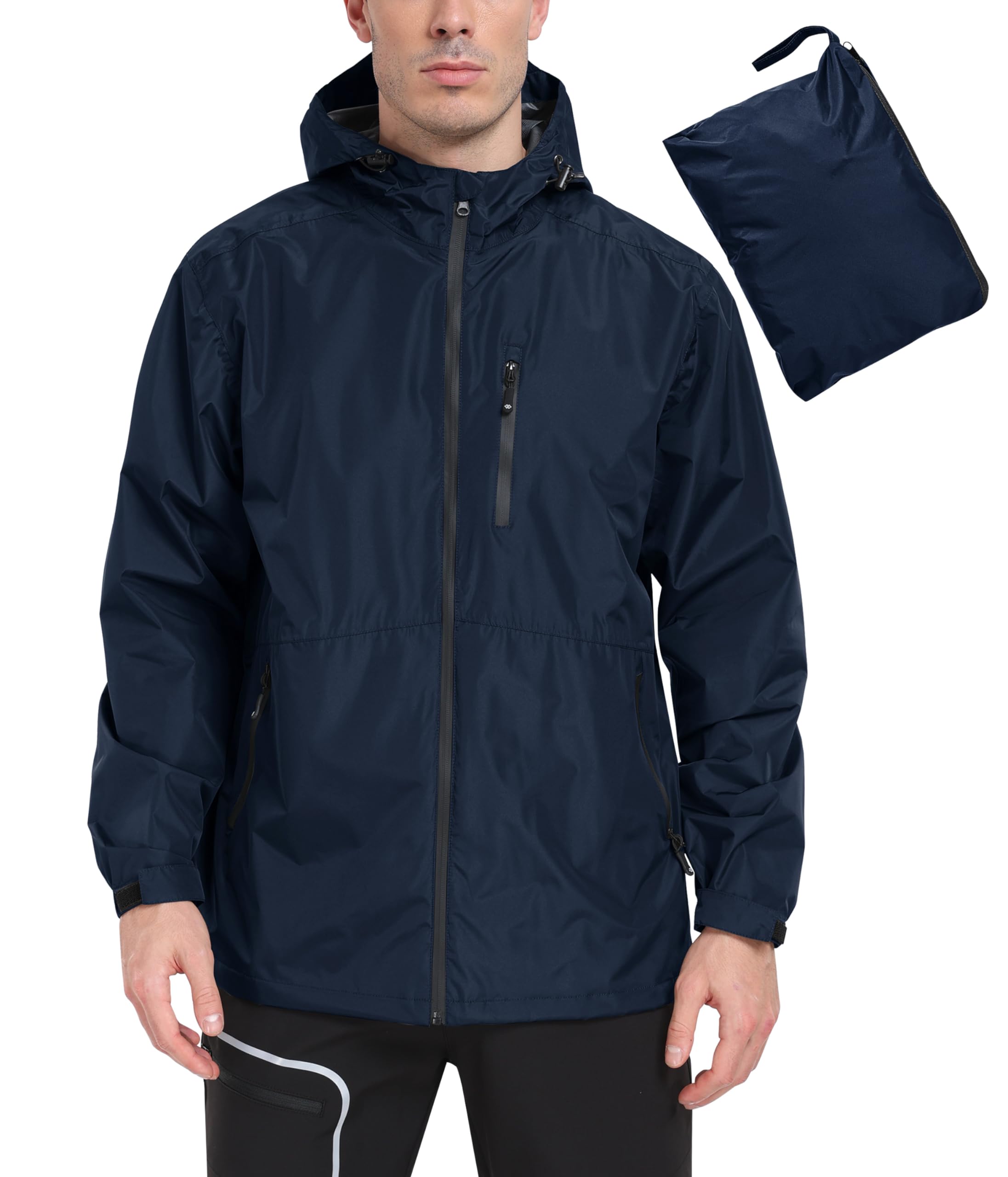 MoFiz Regenjacke Herren Wasserdicht Outdoorjacke Leichte Packbare Windjacke Regenjacke mit Kapuze für Fahrrad, Reisen, Laufen, Wander, Camping, Lässig