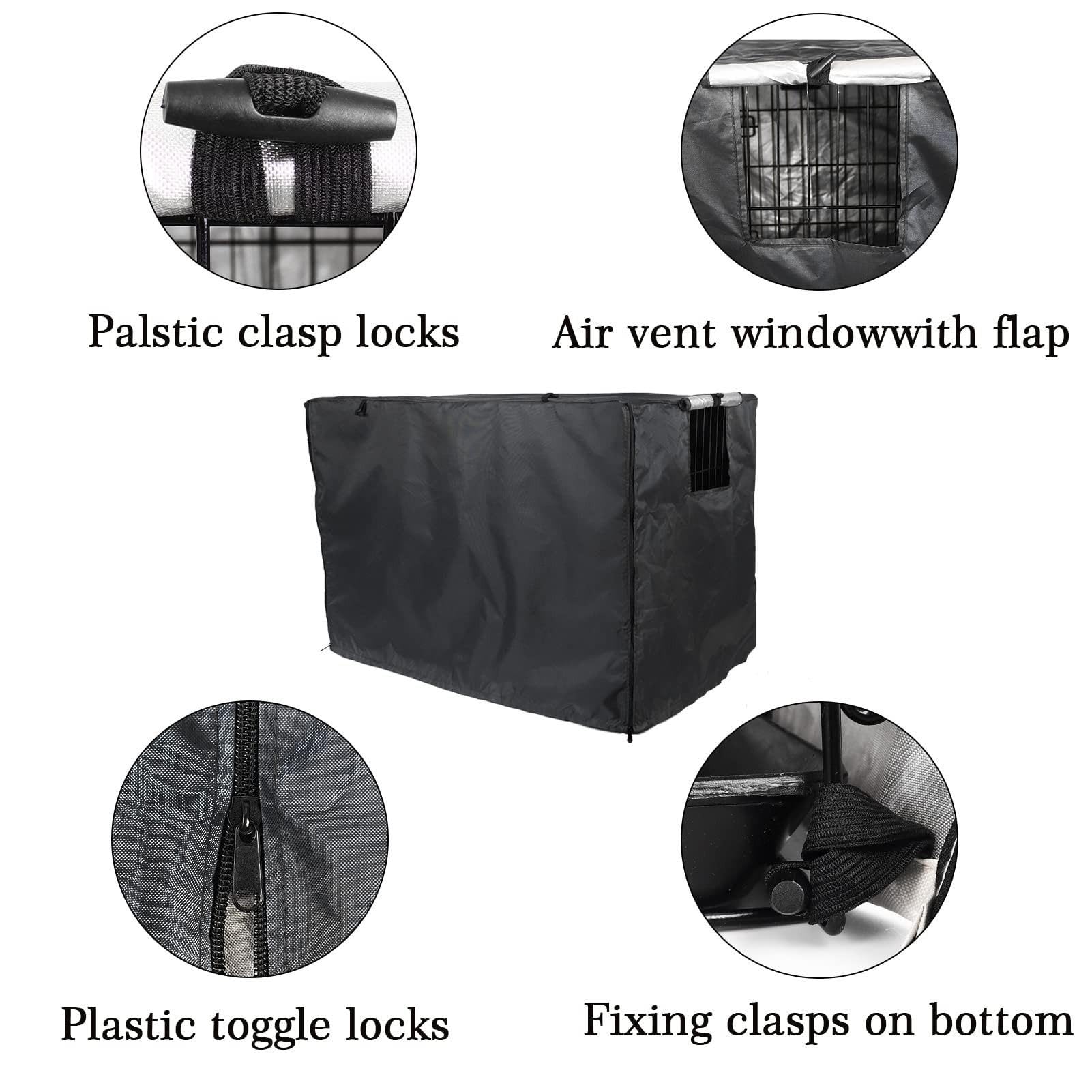 Housse De Cage Pour Chien, 107×72×77cm Housse De Caisse Pour Chien Imperméable Et Résistante, Housse De Protection Pour Cage De Chien, Housse De Cage Pour Animaux De Compagnie Intérieure Et Extérieure