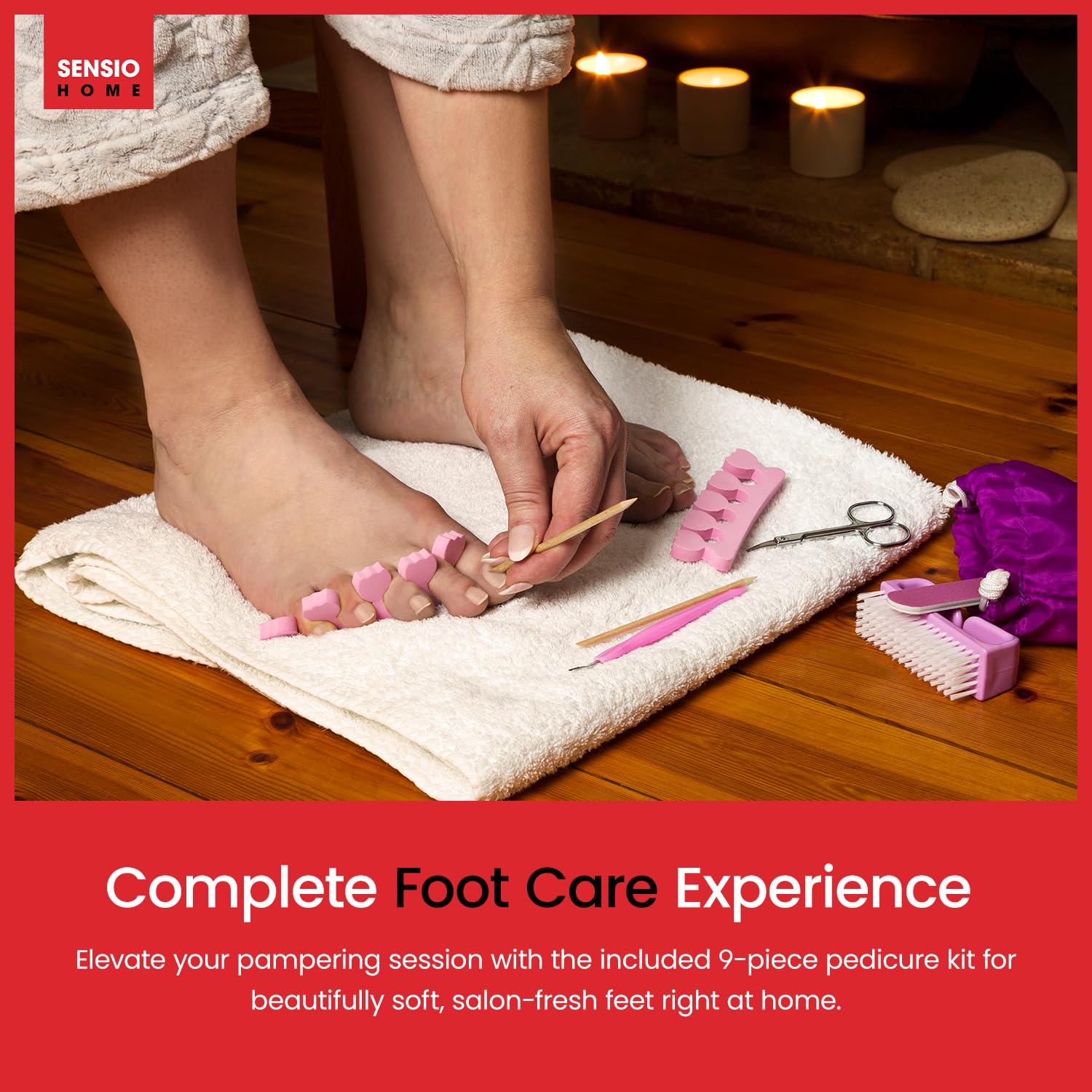 Sensio - Masajeador de pies de lujo para spa y pedicura, control digital de temperatura con pantalla táctil, nueve pedicura más tres accesorios de masaje, mima tus pies con calor, burbujas y