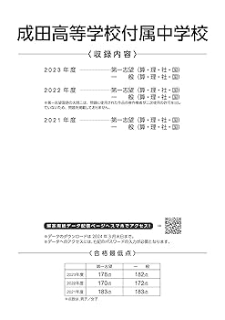 成田高等学校付属中学校 2024年度版 【過去問3年分】( 中学別