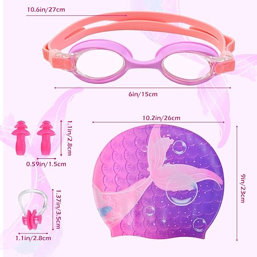 Miniatura 4 de Gorros de natación para niñas, gorro de natación de silicona para niños, gorras de natación duraderas y cómodas para niñas