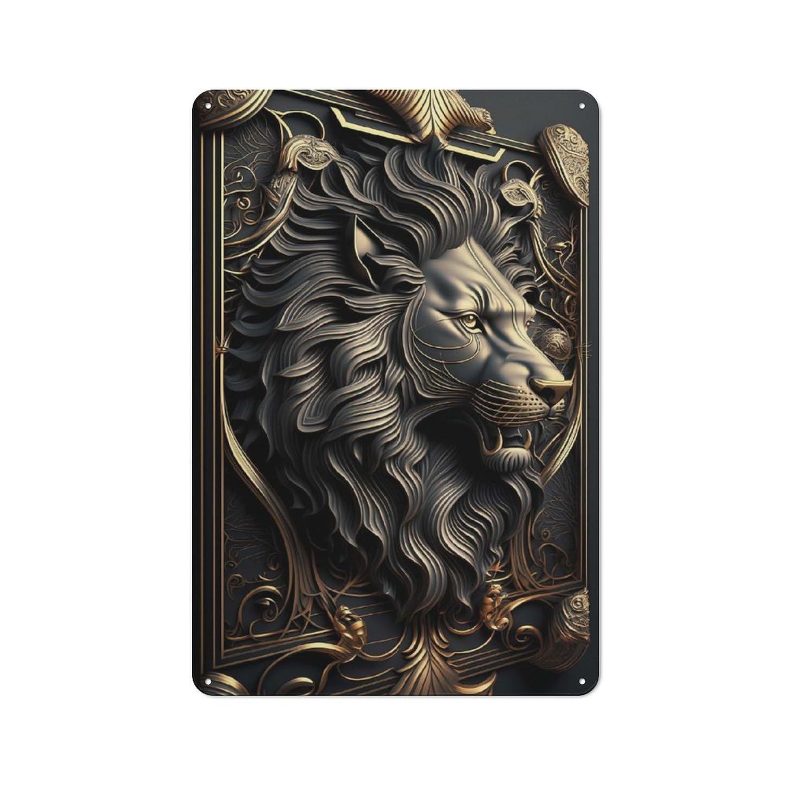 Junmoney Style-4 Mighty God Lion Vintage Tin Sign 30X20cm, Vintage Diner Style Decor For Kitchen, Cafe, Pantry Or Dining Room