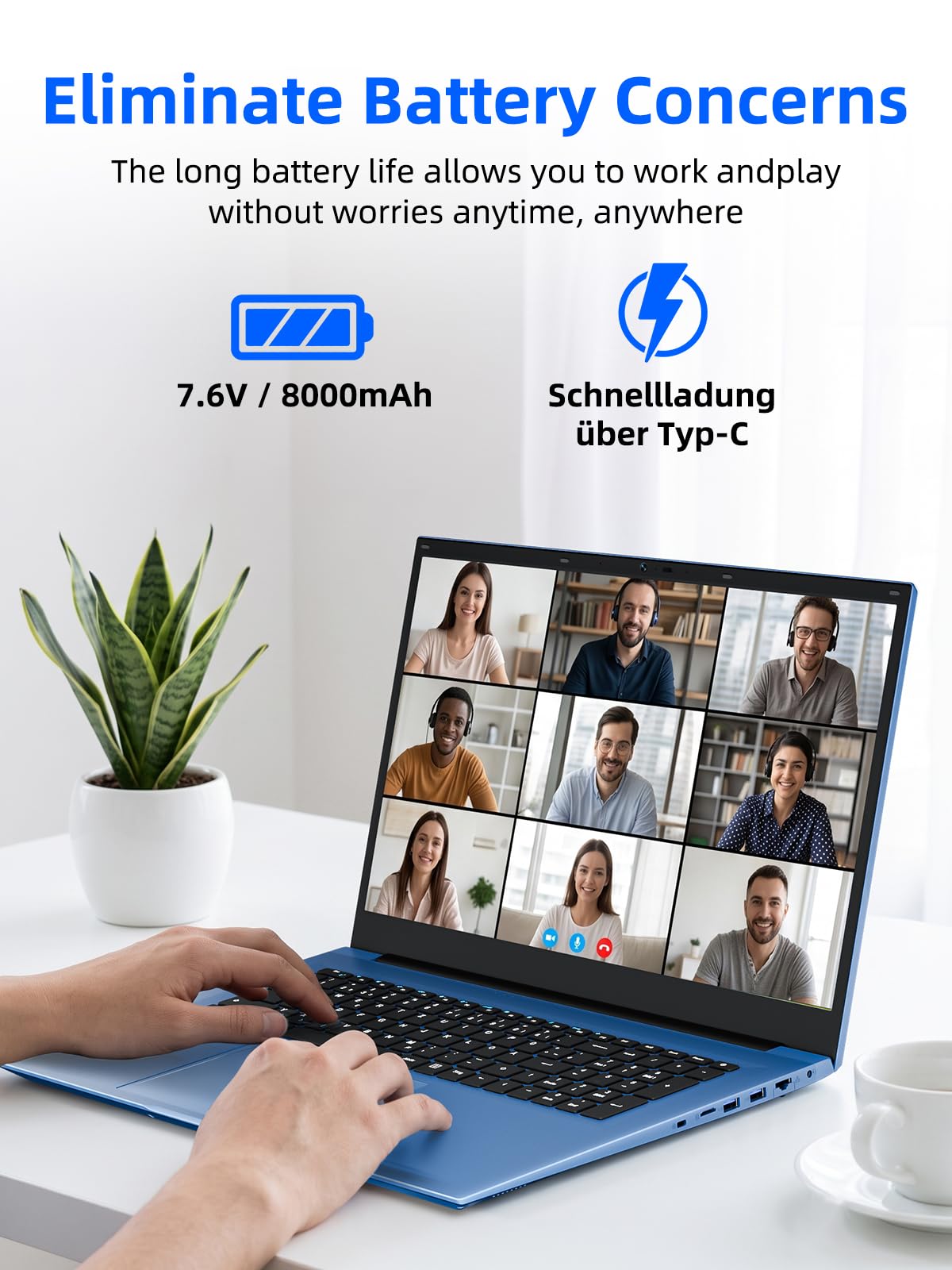 Ordenador portátil IPS Full HD de 18,5 pulgadas, 16 GB de RAM, 256 GB SSD Core i3, productividad AI, WiFi 6, Bluetooth 5.2, puerto multifunción USB-C, ideal para la oficina en casa, el estudio | Core i3, productividad AI, WiFi 6, Bluetooth 5.2, totalmente