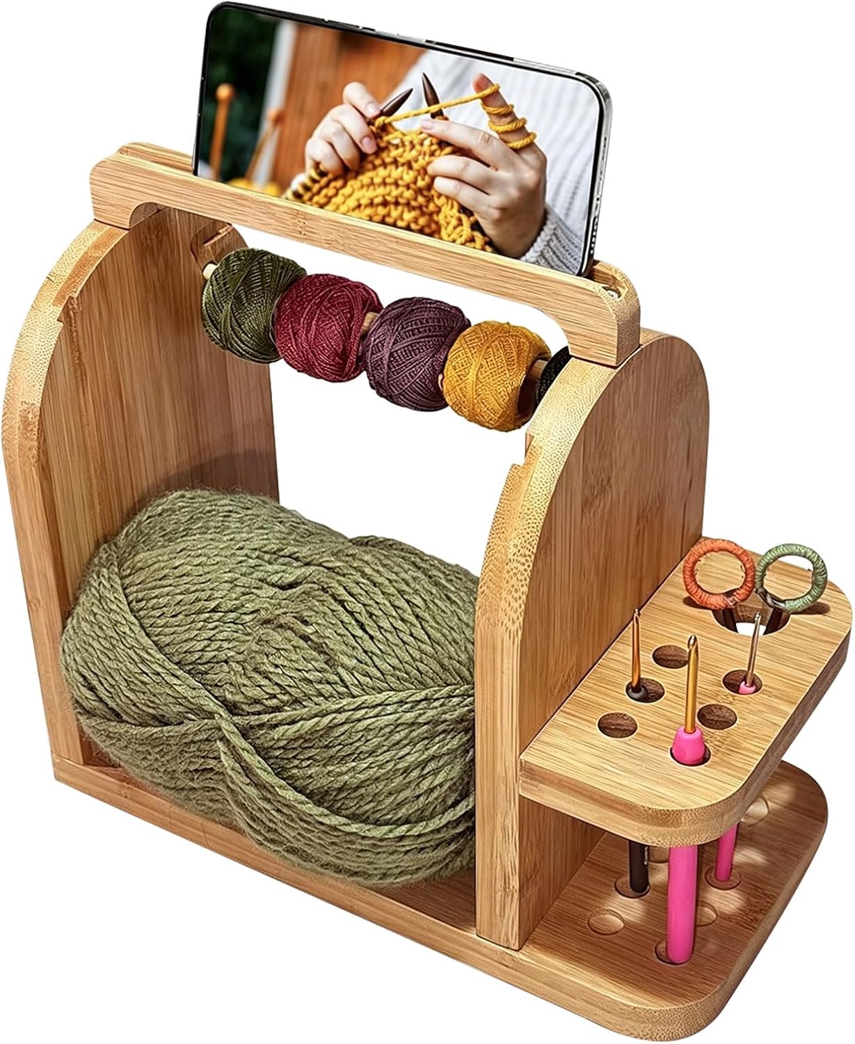 Premium Yarn Winder Containing Combined Stand and Supply Holder Crochet Yarn Stand
