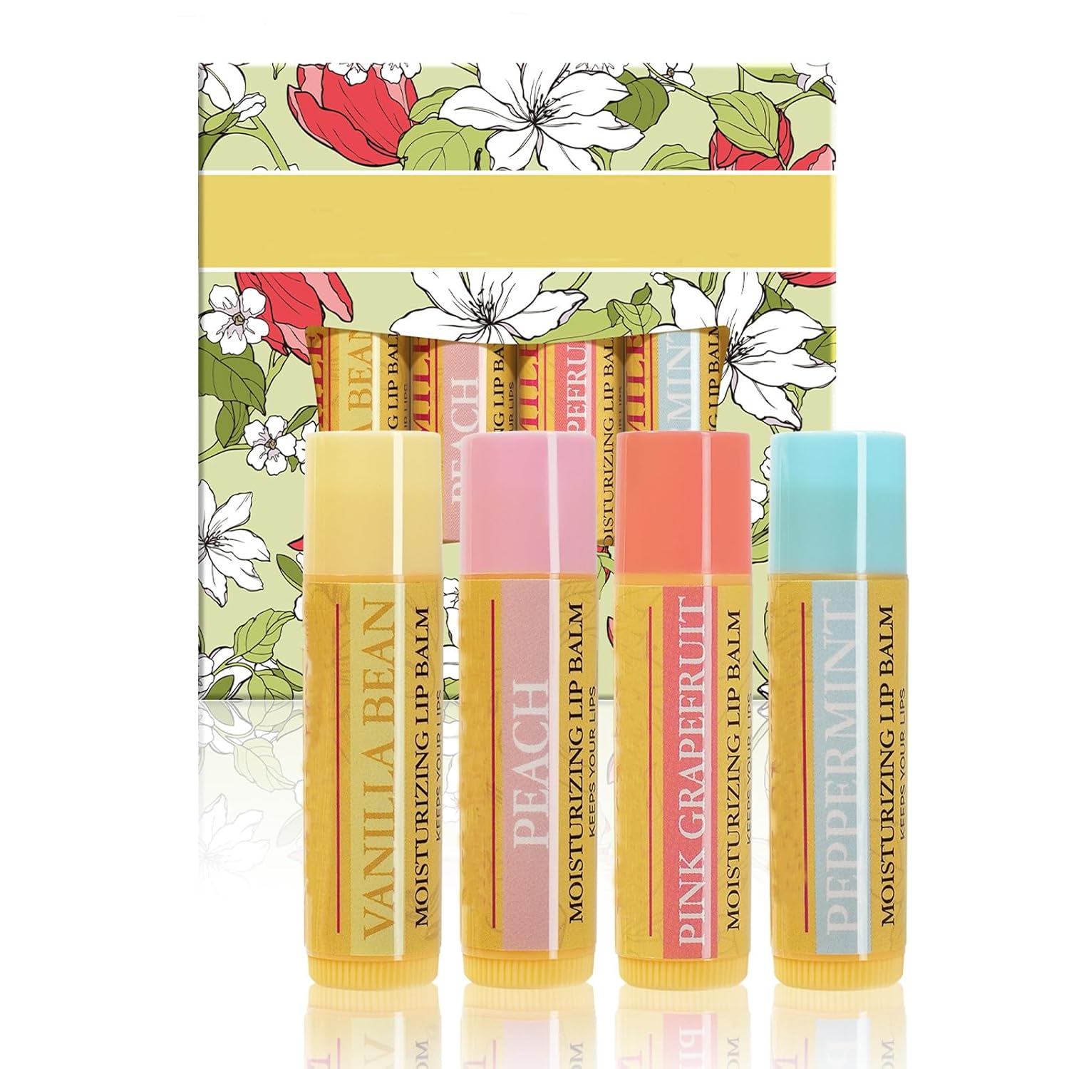 4Pcs Lip Balm Set, Natural Organic Lip Balm Kit, Lip Care with Vitamin E Fruit Flavor Hydrating Lip Balm, Moisturizing Dry Cracked Lips Protection, Organic Lip Balm Set Gift For Women 4Pcs Lip Balm Set, Natural Organic Lip Balm Kit, Lip Care with Vitamin E Fruit Flavor Hydrating Lip Balm, Moisturizing Dry Cracked Lips Protection, Organic Lip Balm Set Gift For Women