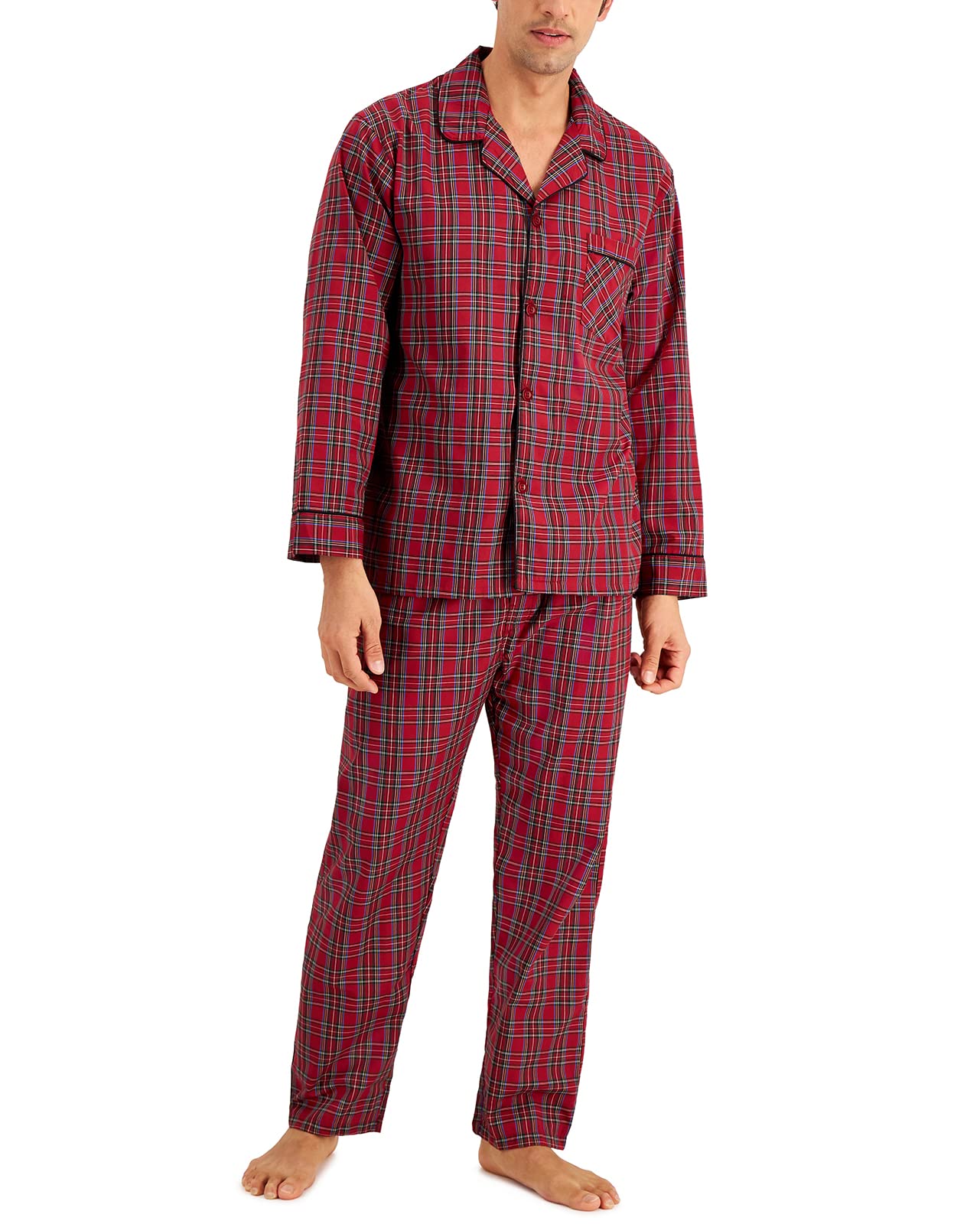 Hanes Men's Long Sleeve Plain Weave Pajama Set