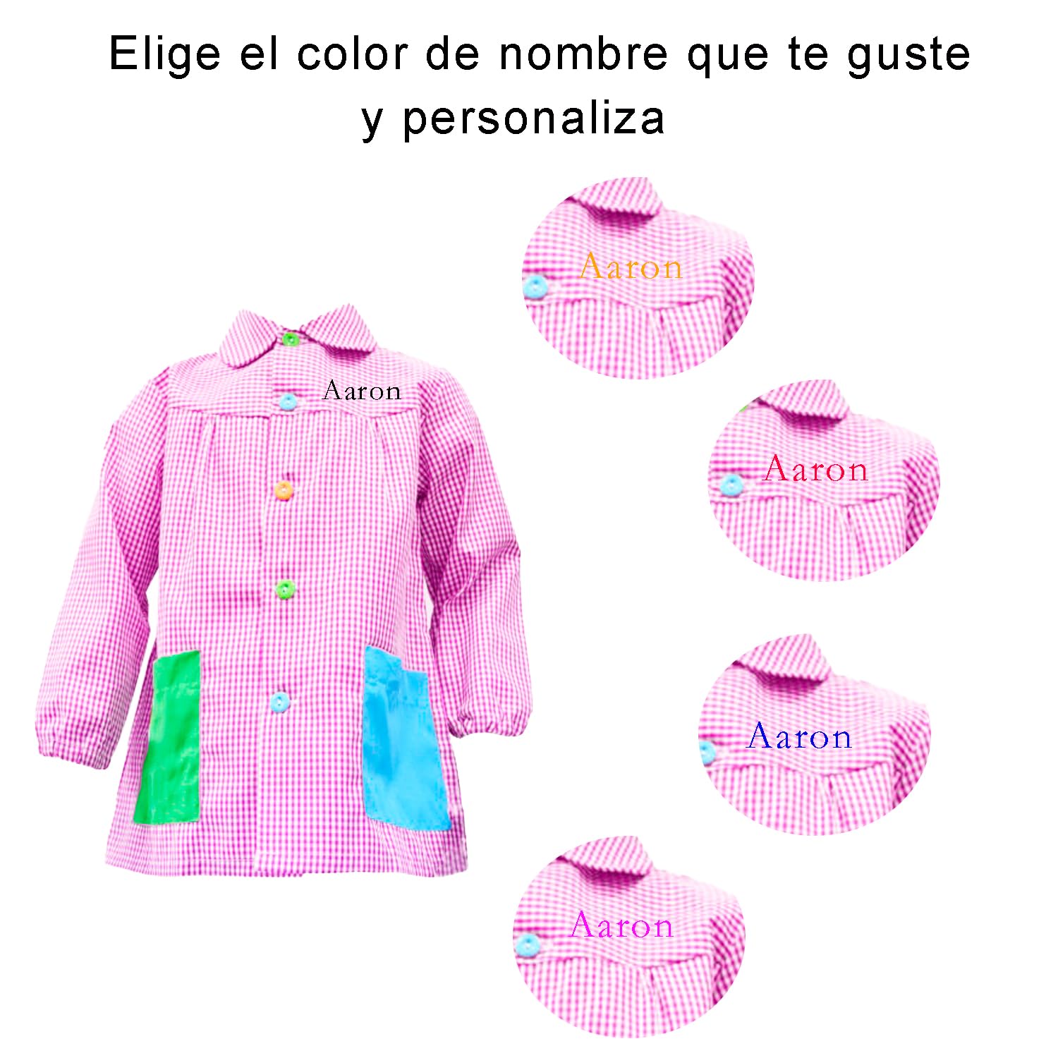 Bata Escolar Infantil Unidades Babi Escolar Niño o Niña para Guarderia y Colegio Cuadrado con Botoens Park 2 Unidades