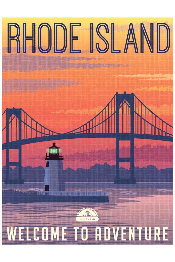 Rhode Island Welcome To Adventure Retro Travel Art Cool Wall Decor Art Print Poster 24x36