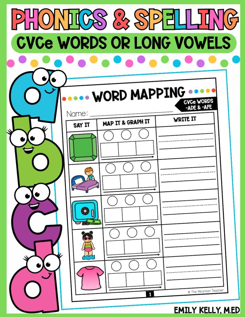 Phonics and Spelling: CVCe Words or Long Vowels: Skill Building Workbook for Kindergarten Grade 1 or 2nd Graders with Word Work Activities (Phonics and Spelling Word Work Skill Building Workbooks)