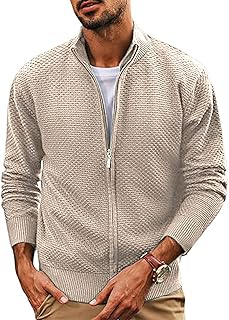 tysort Men's Woolen Full Sleeve High Neck Full Zipper Sweater for Men, Waffle Knitted Cardigan for Men-picture-15