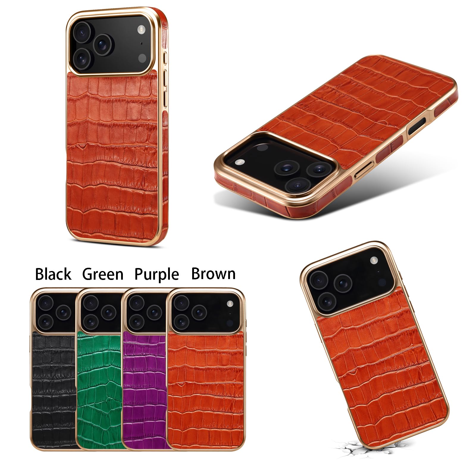 Custodia in pelle con motivo galvanizzato e ricarica wireless per iPhone 16 Plus (per iPhone 16 Plus/viola)